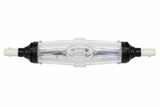 Lampada HID scarica tubo quarzo cappucci ceramica neri sfondo bianco professionale