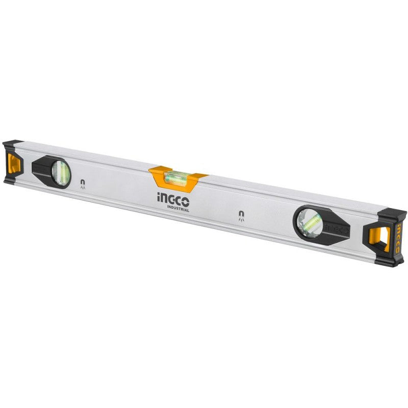 INGCO - Livella Magnetica 60cm HSL38060M | 3 Bolle 0,5mm/m | Alluminio | Scanalatura V | Doppio Zigrinato