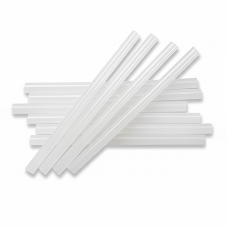 Maestri stick colla termofusibile trasparente 12x200mm sparsi sfondo bianco professionale