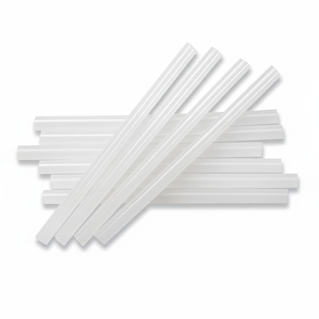 Maestri stick colla termofusibile trasparente 12x200mm sparsi sfondo bianco professionale