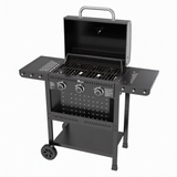 KASART - Barbecue a Gas Carrellato KASAGRILL F3 3 Fuochi | 7,5 kW | Griglia Ghisa 53x34cm | Accensione Automatica | Ripiani Pieghevoli | Cod. 8038195