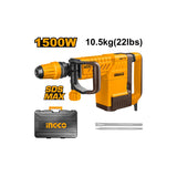 INGCO - Martello Demolitore SDS-MAX PDB15006 | 1500W | 6-25J | 1000-1900 BPM | 12 Posizioni | Anti-Vibrazione | 2 Scalpelli | Valigetta