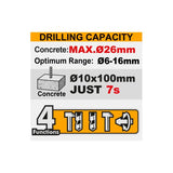 INGCO - Martello Demolitore Brushless CRHLI422682E | 42V | 26mm SDS+ | 4 Funzioni | 2,5J | Kit 2 Batterie 2Ah + Valigetta
