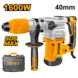INGCO - Martello Demolitore Rotativo RH1600388 | 1600W | SDS-MAX | 10J | Antivibrazione | Kit Valigetta
