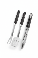 OMPAGRILL set 3 utensili BBQ forchetta spatola pinze sfondo bianco senza packaging