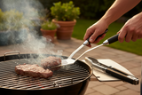 OMPAGRILL set utensili BBQ forchetta spatola pinze uso realistico barbecue giardino