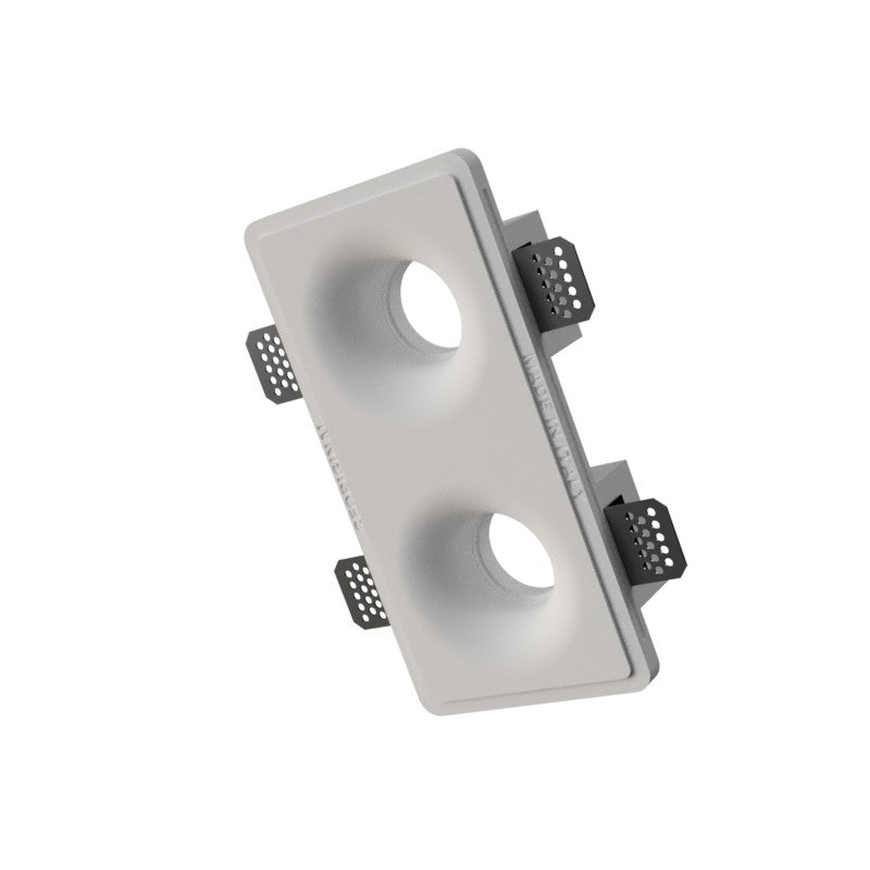 CENTRO FARETTI - Faretto in Gesso da Incasso Conico Doppio CSF045D | 2x GU10 | 25,5x13cm | Verniciabile