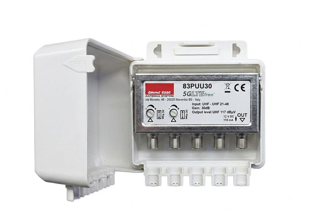 EMME ESSE 83PUU30 Amplificatore da Palo UHF 2 Ingressi Guadagno 30dB 5G LTE Free