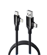 EUROMARKETING - Cavo Magnetico 4in1 IGZ303 | USB-A USB-C Lightning | 3A 60W | 48Mbps | 1 Metro | Anti-Groviglio