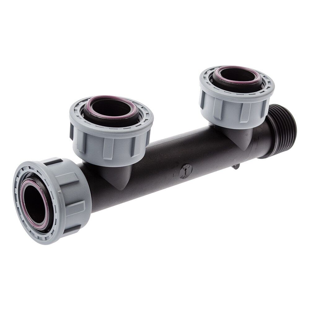 IRRITEC - Collecteur d'irrigation préassemblé 2 sorties 1" | Avec bague | Linéaire | Électrovannes