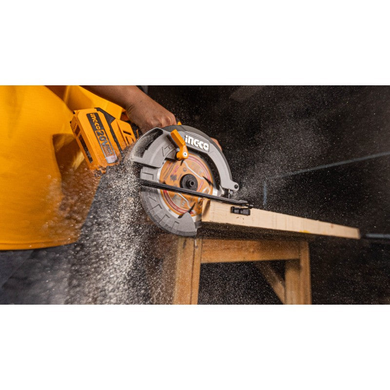 INGCO - Akku-Kreissäge Brushless CSLI1851 | 20V P20S | 185mm | 4800 U/min | Schnitttiefe 90° 65mm | Nur Gehäuse