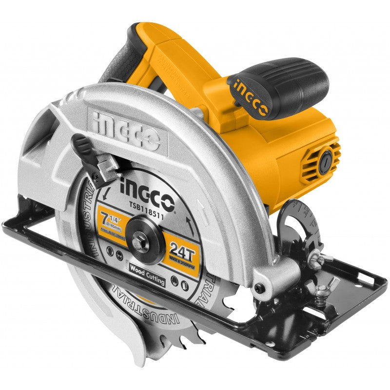 INGCO - Sega Circolare CS18568 | 1600W | Lama 185mm | Taglio 90°: 65mm | 45°: 44mm | 5000 giri/min