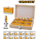 Set of 12 wood cutters in INGCO case