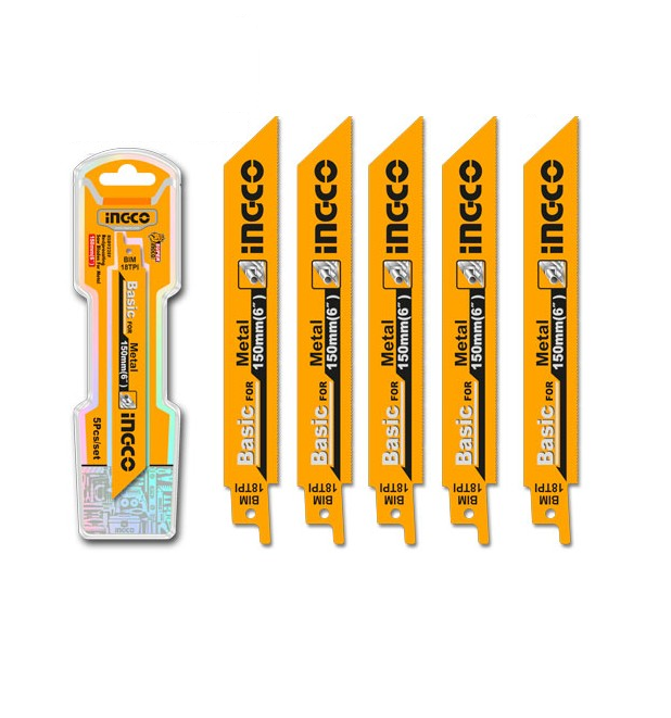 INGCO - Set 5 Lame Seghetto a Gattuccio Metallo RSB922EF | 18 TPI | BIM | 150 mm | Blister