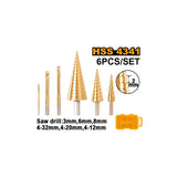 INGCO - Set 6 Punte Trapano a Gradino HSS 4341 | 4-12 / 4-20 / 4-32mm + Seghettate 3-6-8mm | Cofanetto PVC