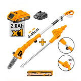 INGCO CPTS201681 – Set Giardino 20V | Sega Potatura + Tagliasiepi Telescopici | Batteria e Caricatore Inclusi