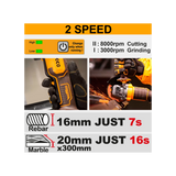 INGCO - Smerigliatrice Angolare Brushless CAGLI2111561E | 20V | 115mm | Batteria 4,0Ah | 10 Dischi | Valigetta