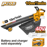 INGCO - Soffiatore Aspiratore a Batteria 40V Brushless CABLI2003 | 190 km/h | 10 m³/min | Solo Corpo