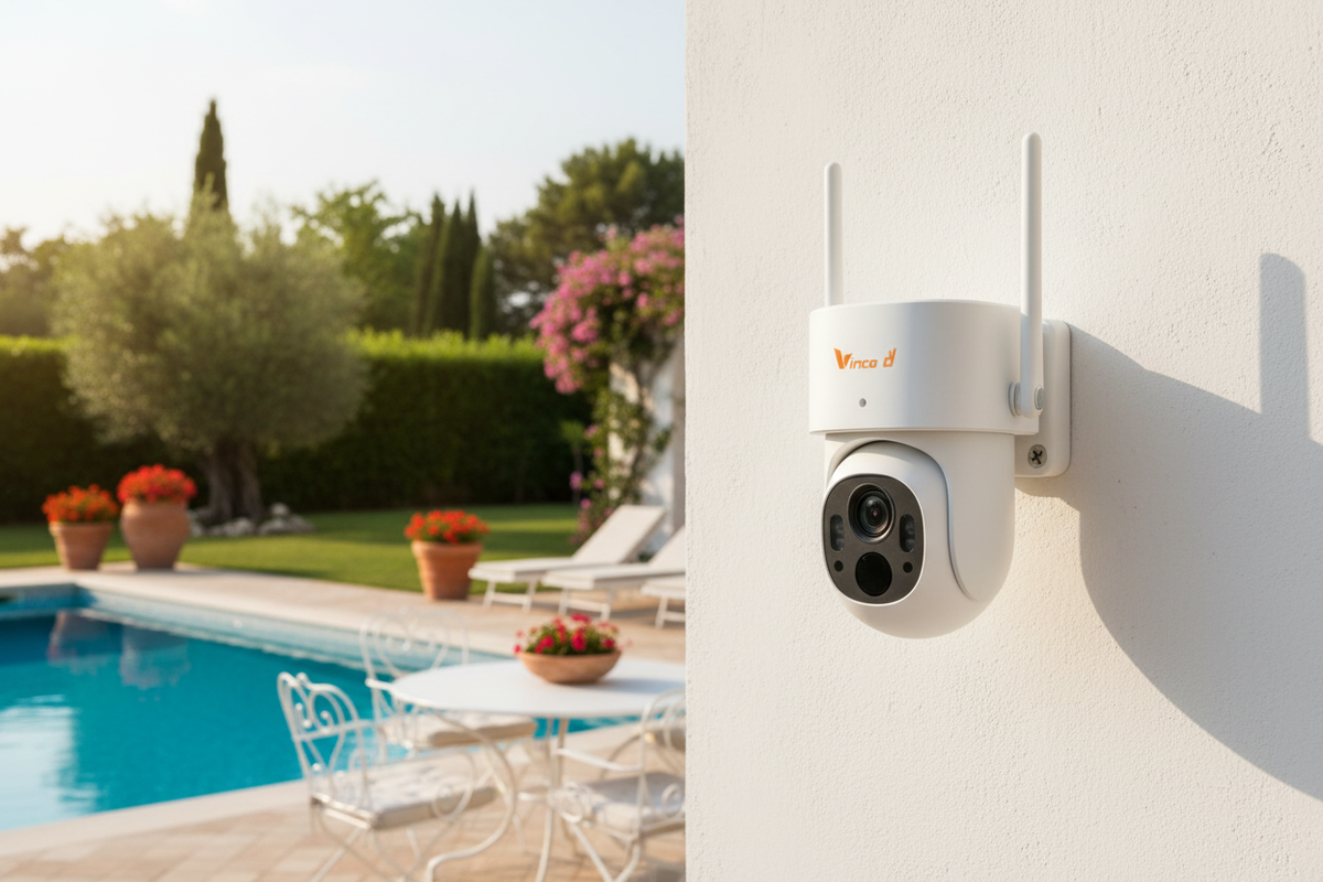 Telecamera Vinco montata villa giardino piscina