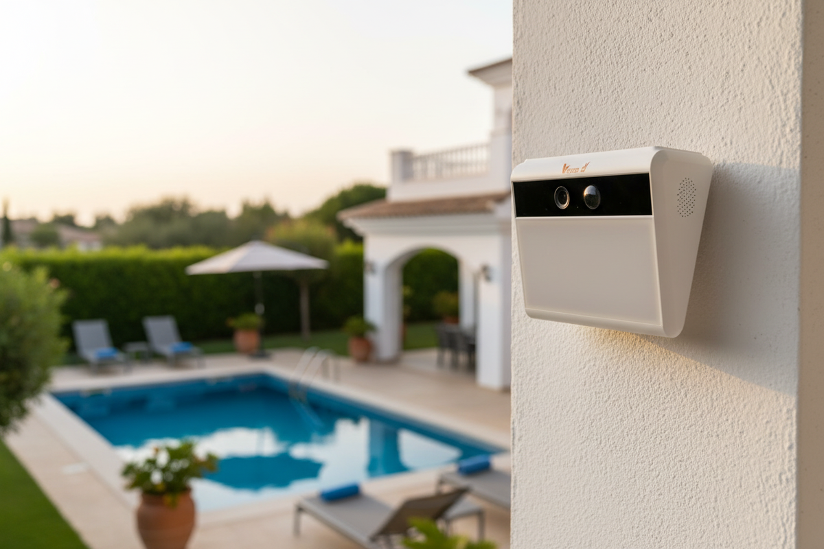 Telecamera Vinco solare monitoraggio giardino piscina sicurezza