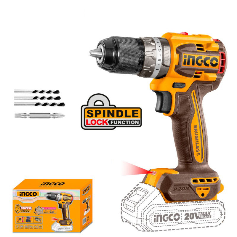 INGCO 20V 60Nm BRUSHLESS Compact Impact Drill Driver (body only)