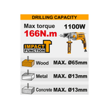 INGCO - Trapano a Percussione Brushless CIDLI201668E | 20V | 166Nm | 2 Batterie 5,0Ah | Valigetta