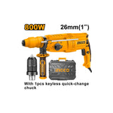 INGCO - 800W RGH9028-2 Rotary Hammer Drill | SDS Plus | Double Chuck | 26mm | Complete Kit 