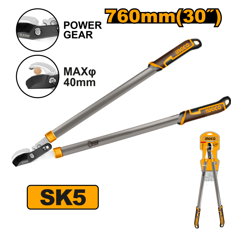 INGCO - Ébrancheur Bec Courbé 760mm HLT7608 | SK5 | Max Ø40mm | Lame Téflon | Power Gear