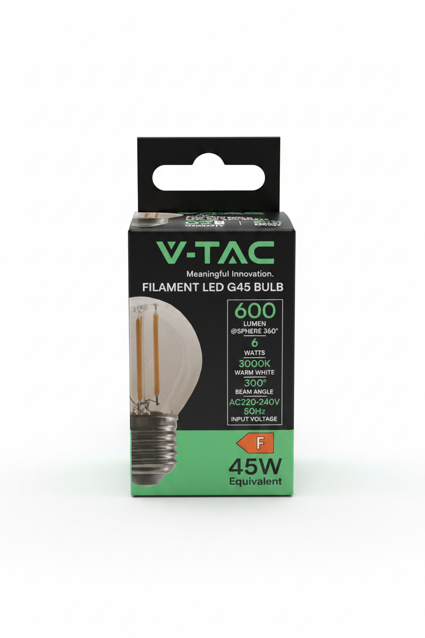 V-TAC G45 3000K - Vista Frontale