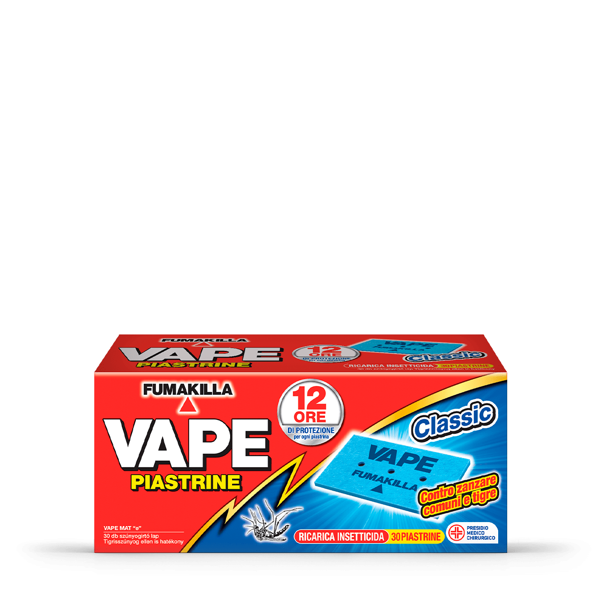 VAPE – Mückenschutzplättchen 30 Stk. | Gemeine Mücke und Tigermücke | 12 Stunden | Erhältlich in den Varianten Classic, Minze und Geranie