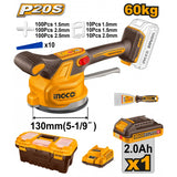 INGCO - Ventosa Vibrante per Piastrelle 20V CTVLI20018E | 130mm | 60kg | 6 Velocità | Kit Completo