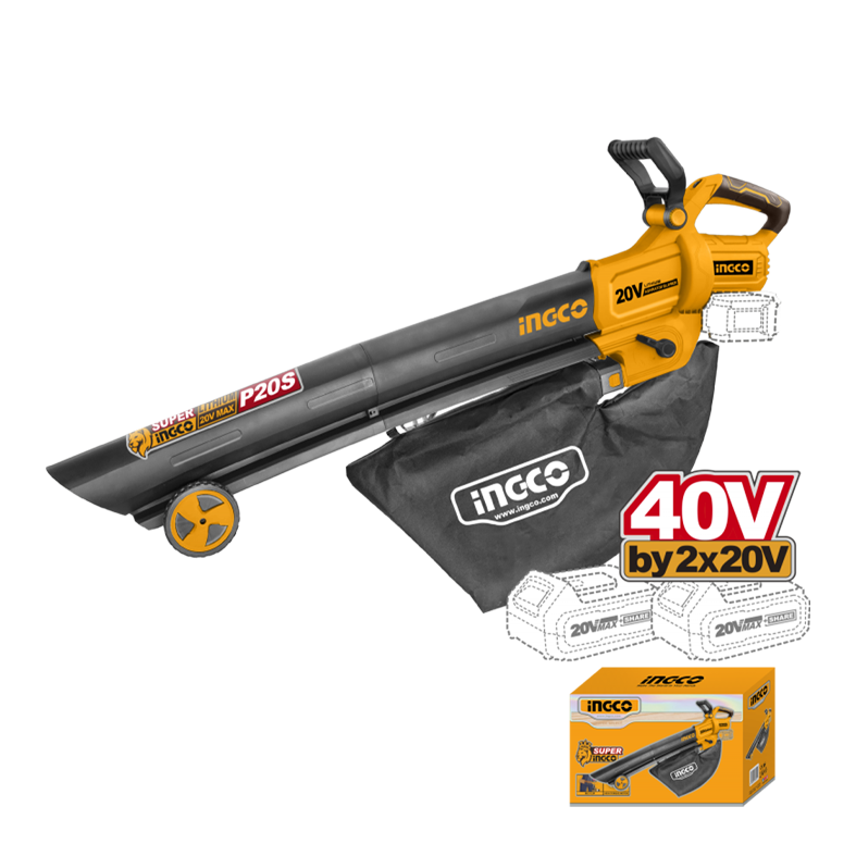 INGCO - Soffiatore Aspiratore a Batteria 40V Brushless CABLI2003 | 190 km/h | 10 m³/min | Solo Corpo