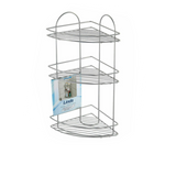 FERIDRAS - Mensola Angolare Doccia 3 Ripiani AB/160003-B | Acciaio Cromato | 22x22x53 cm | Ganci ABS