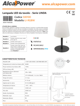 Lampada LED da tavolo ricaricabile dimmerabile RGB+White Linda - Alcapower