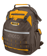 INGCO - Werkzeugrucksack HBP01028 | Stabiler Rahmen | 38x17x46cm | Tragfähigkeit 8kg | Oxford 600D Polyester | Außentaschen