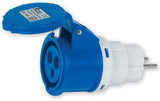 Adattatore civile/industriale spina schuko 16A - presa industriale blu 2P+T 16A 220V