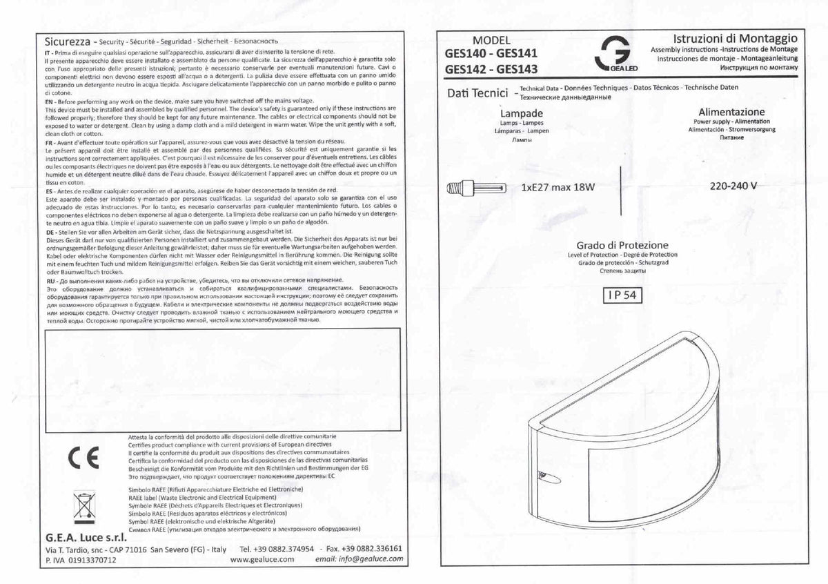 Semi-round wall lamp for outdoor E27 IP54