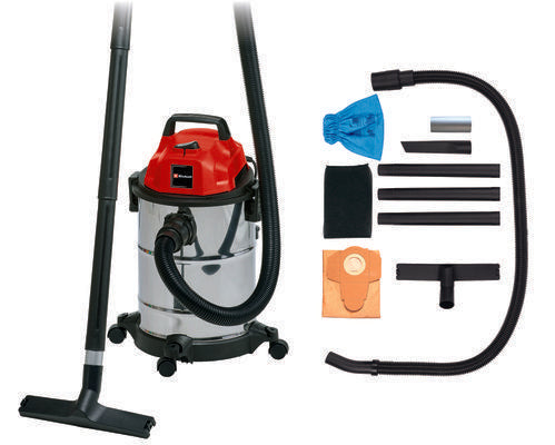EINHELL - Nass-Trockensauger TC-VC 1820 S | 1250W | 20 L Edelstahl | Blasfunktion | Schwimmerschalter | 4 Rollen