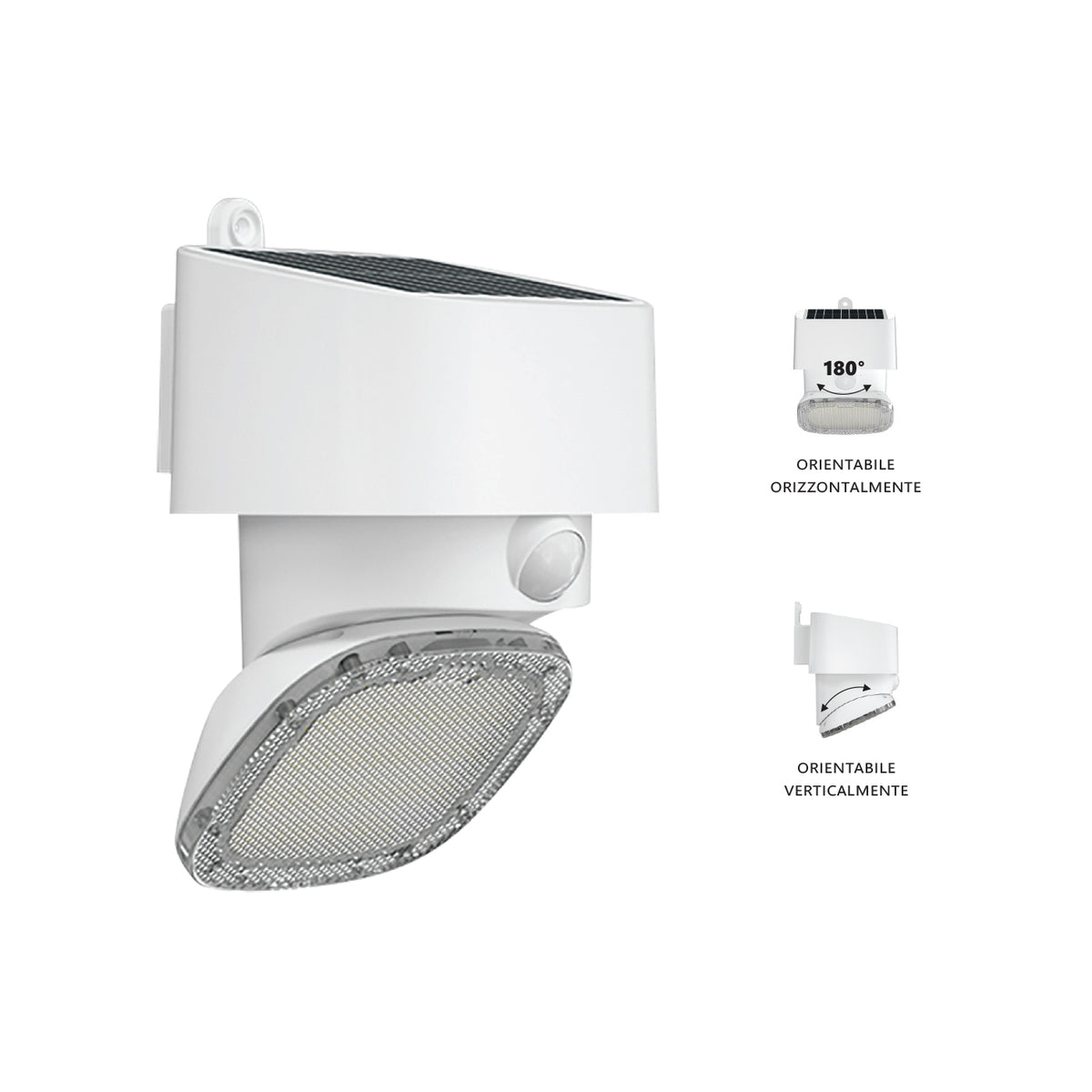 ALCAPOWER - Proiettore Faro LED Solare Orientabile SWL-12 929604 | 2000lm | 3 Modalità | PIR + Crepuscolare | 3000-4000K