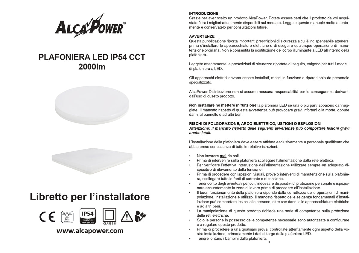 Plafoniera LED IP54 CCT 24W 2000lm rotonda bianca