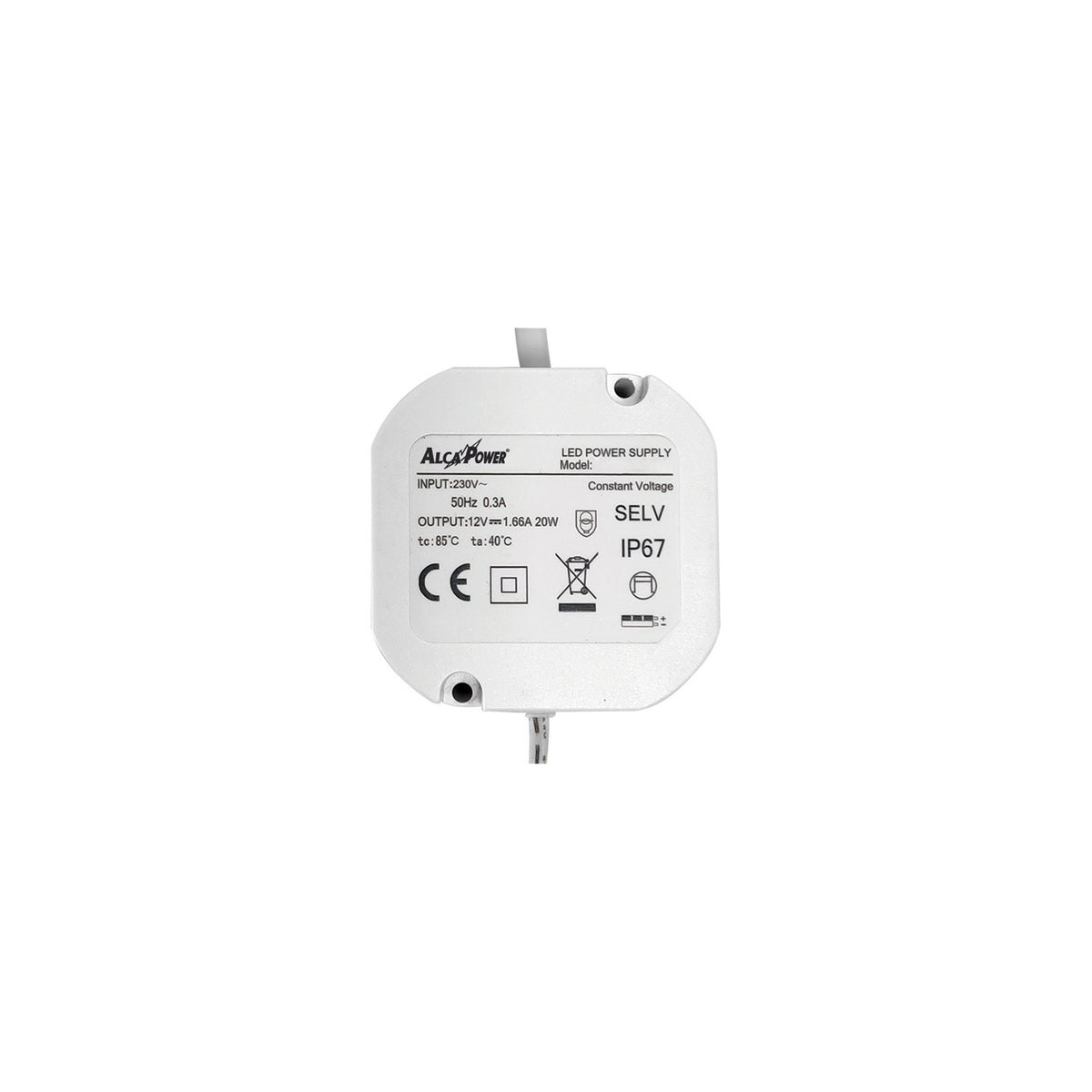ALCAPOWER - Alimentatore da Incasso Switching IP67 963500 | 12V DC | 20W | 1,66A | Waterproof | Illuminotecnica