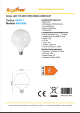 Globo LED 175-250V 20W 2100lm 4000K E27