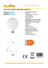 Globo LED 175-250V 20W 2100lm 6000K E27