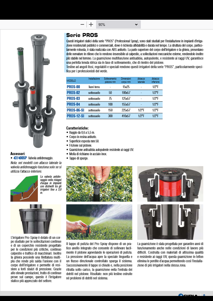 HUNTER - Irrigatore Statico PROS-02 | Alzata 5cm | Attacco 1/2" NPT | 1-5 bar | Senza Testina | Compatibile Testine Hunter
