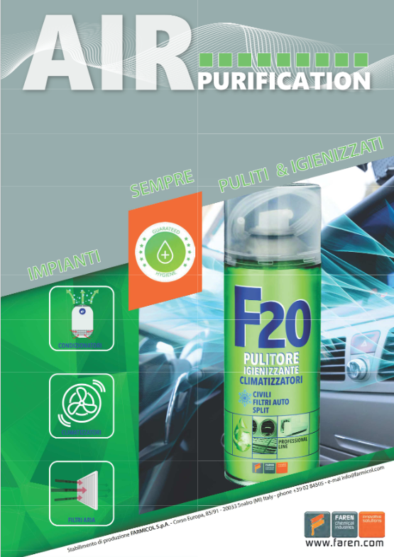 FAREN - F20 Spray Igienizzante Condizionatori e Climatizzatori | Split, Auto, Filtri | Antibatterico | Deo-Rinfrescante