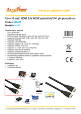 ALCAPOWER - Cavo HDMI 2.0a 10 metri HS10 | 4K Ultra HD | HDR | Spinotti 19+1 Pin Oro