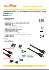 ALCAPOWER - Cavo HDMI 2.0a 3 metri HS3 | 4K Ultra HD | HDR | Spinotti 19+1 Pin Oro