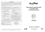 ALCAPOWER - Alimentatore da Incasso Switching IP67 963500 | 12V DC | 20W | 1,66A | Waterproof | Illuminotecnica