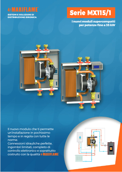 MAXIFLAME - Module interface MX115/1HBL MINI | 25/30 kW | Séparation hydraulique | Centrale + boîtier