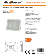 Projecteur phare LED blanc 200-265VAC 100W 6000K